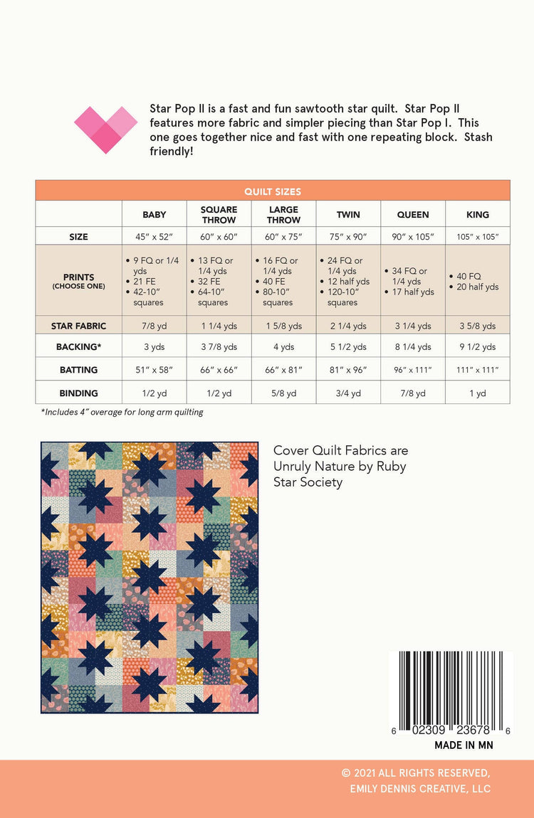 Quilty Love Star Pop II Quilt Pattern