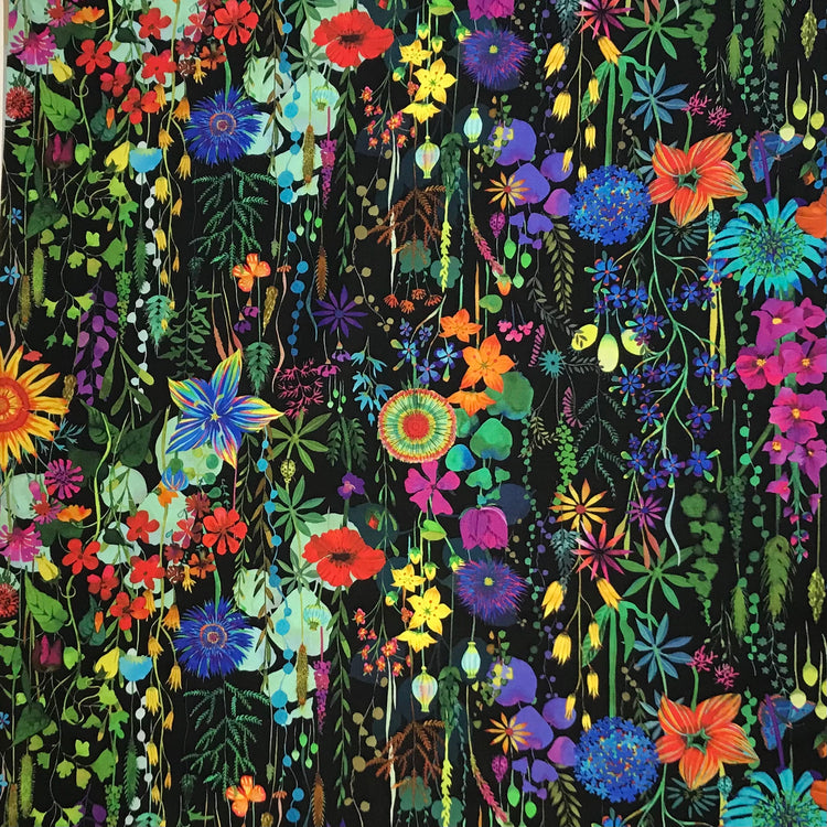 Sally Kelly - Gardenia - Flora Black Cotton Lawn