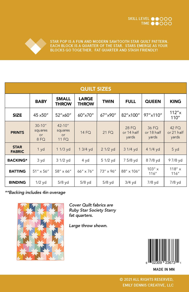Quilty Love Star Pop Quilt Pattern