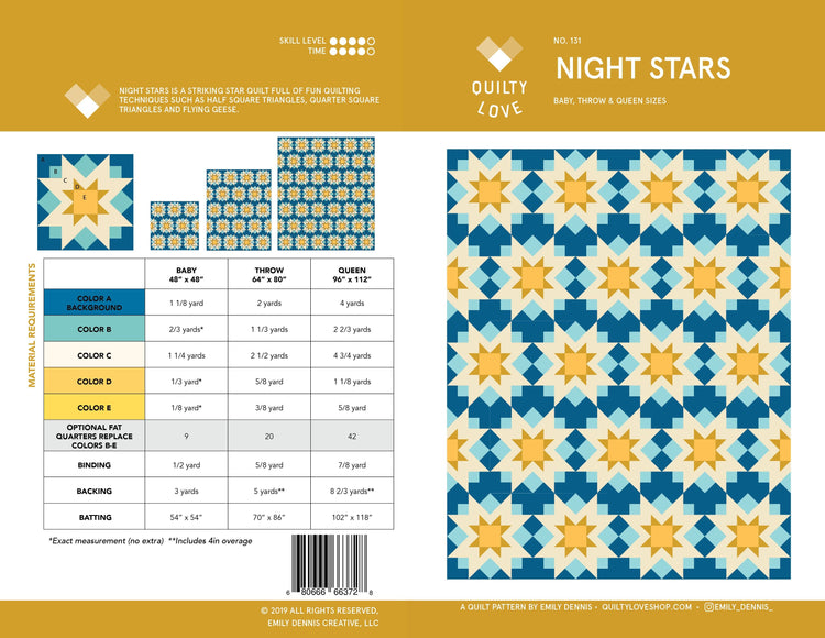 Quilty Love Night Stars Quilt Pattern