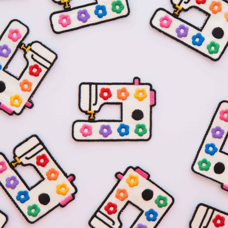 Sarah Hearts Iron-On Patch - Rainbow Daisy Sewing Machine