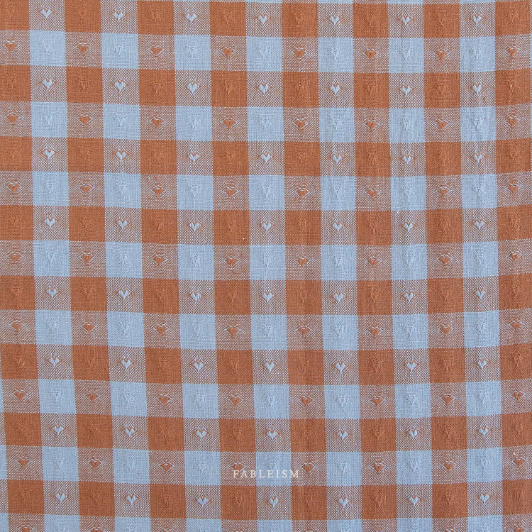 Fableism Queen of Hearts 55" Wide - Dobby Hearts Gingham in Riviera