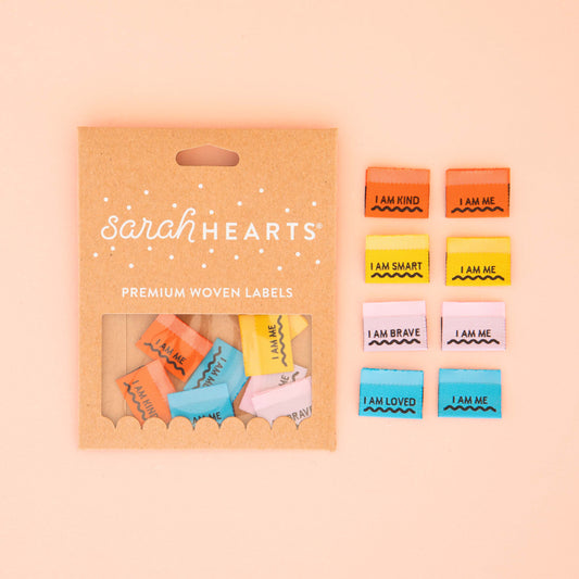 Sarah Hearts Sew In Labels - Affirmations - 8 Pack