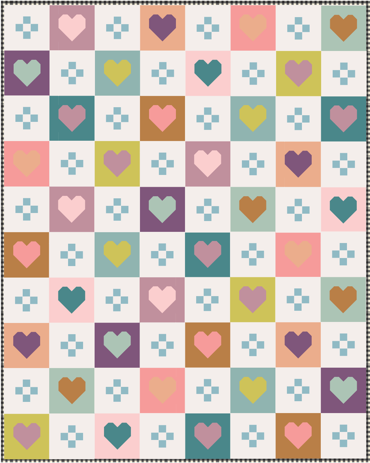 Quilty Love Cozy Checkered Hearts Quilt Pattern