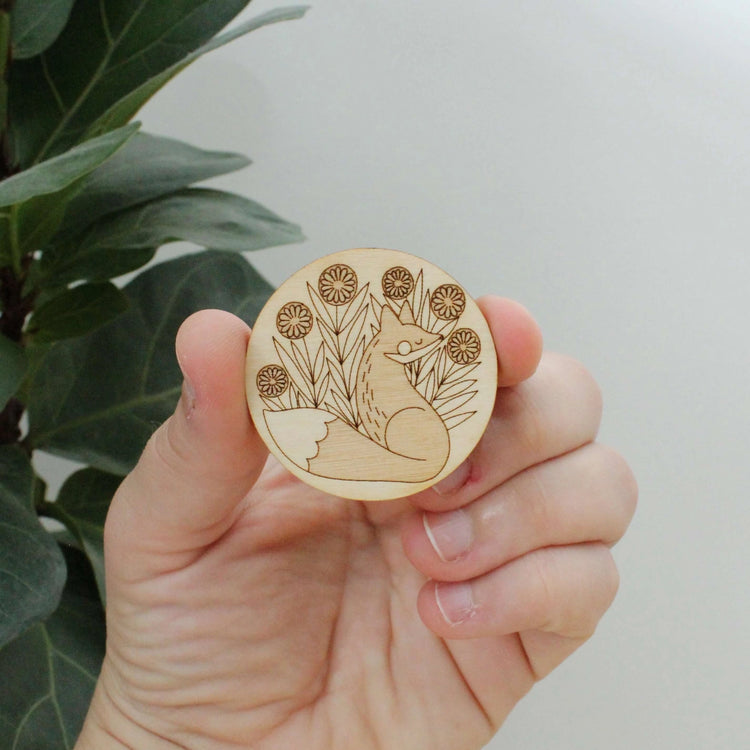Oh Little Wren Wooden Magnetic Needle Minder - Fox