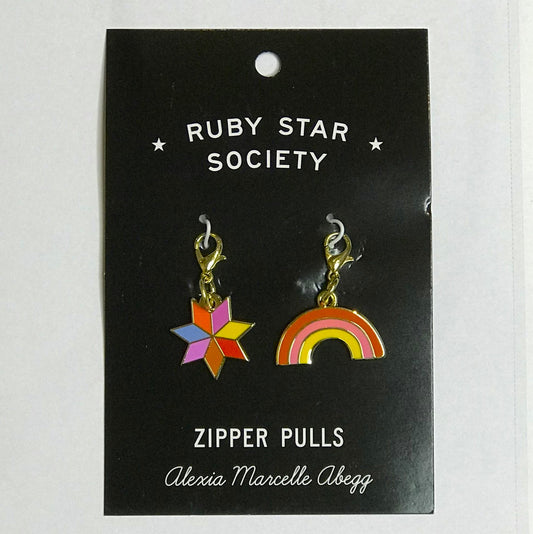 Ruby Star Society Zip Pulls - Alexia Patchwork Star & Rainbow