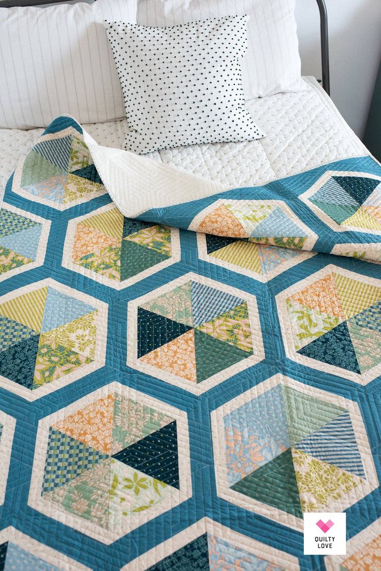 Quilty Love Triangle Hexies Quilt Pattern - 2nd edition