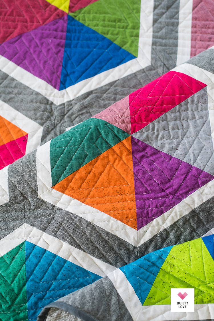 Quilty Love Triangle Hexies Quilt Pattern - 2nd edition