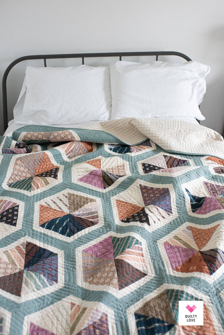 Quilty Love Triangle Hexies Quilt Pattern - 2nd edition