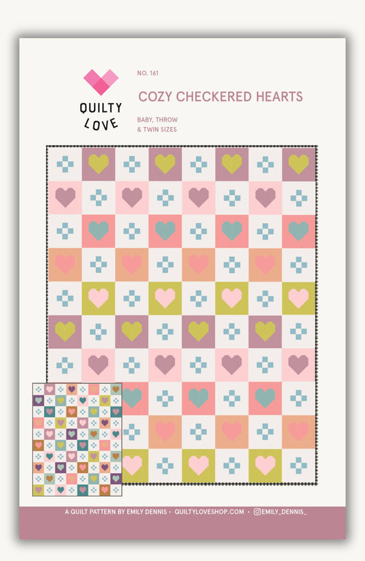 Quilty Love Cozy Checkered Hearts Quilt Pattern