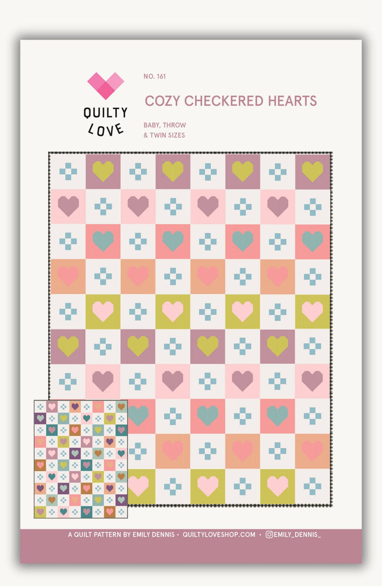 Quilty Love Cozy Checkered Hearts Quilt Pattern
