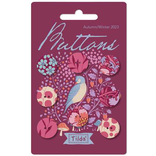 Tilda 8 Buttons Hibernation Plum - 16mm