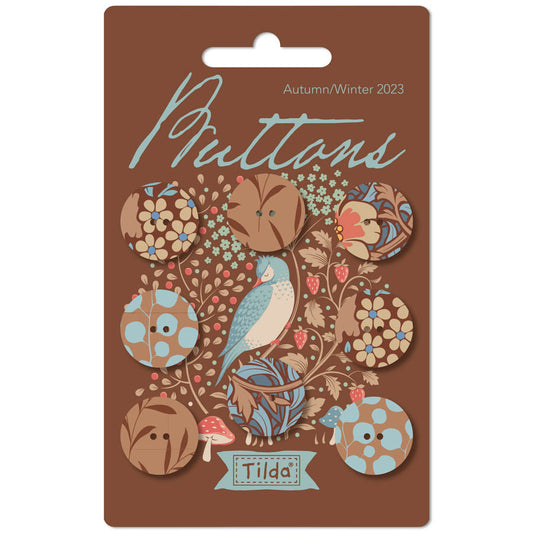 Tilda 8 Buttons Hibernation Brown - 18mm