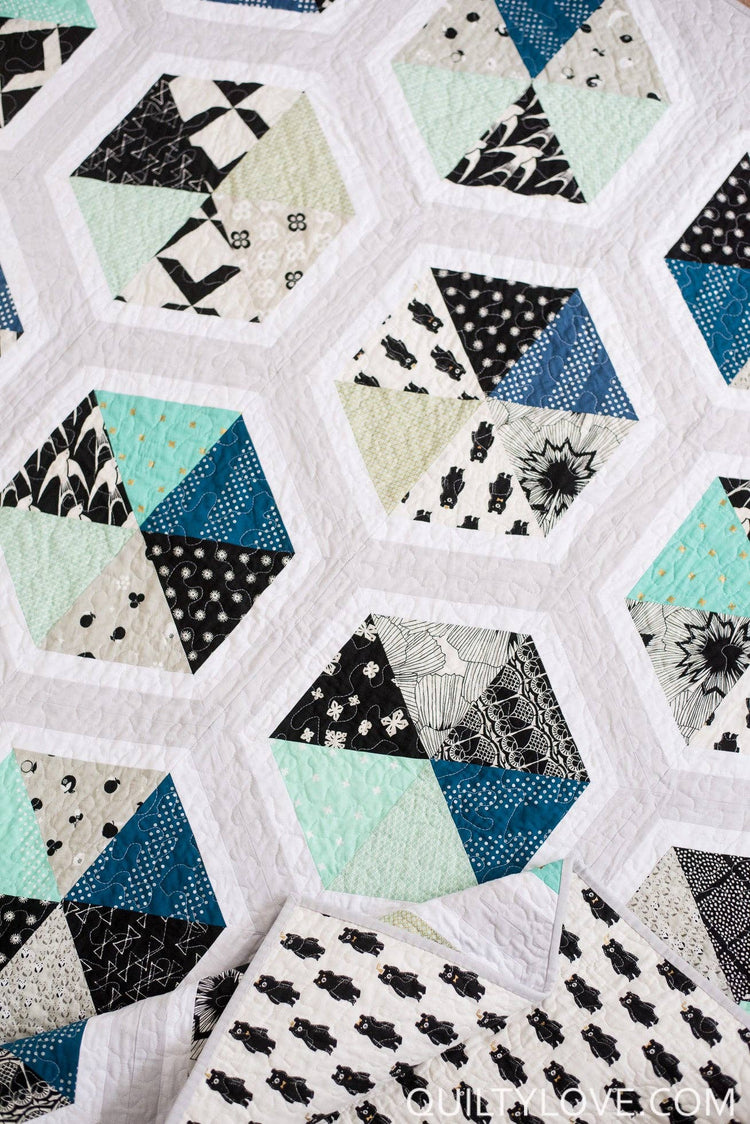 Quilty Love Triangle Hexies Quilt Pattern - 2nd edition