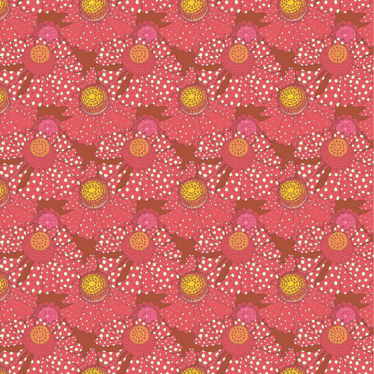 Sally Kelly - Sunshine - Polka Flower - Crimson
