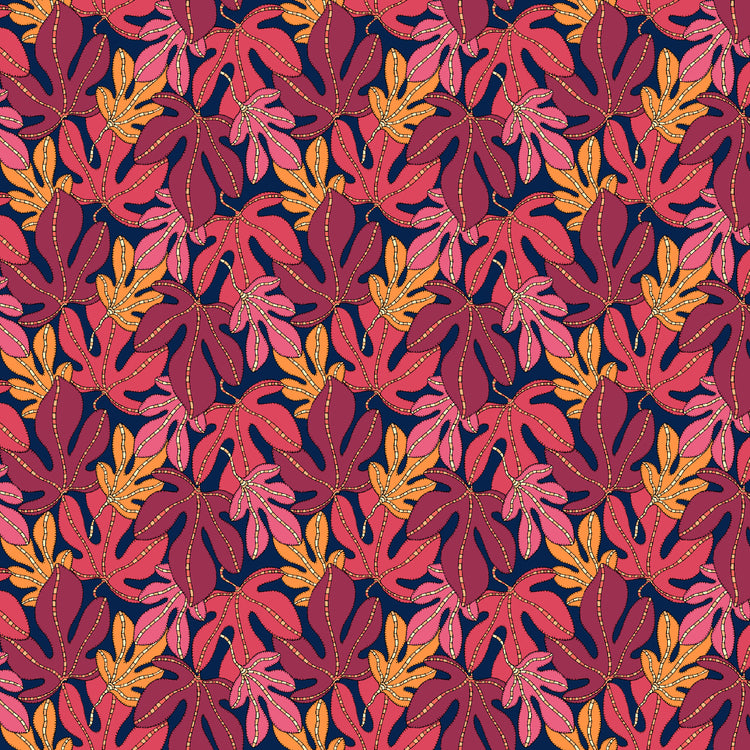 Sally Kelly - Sunshine - Monstera - Indigo