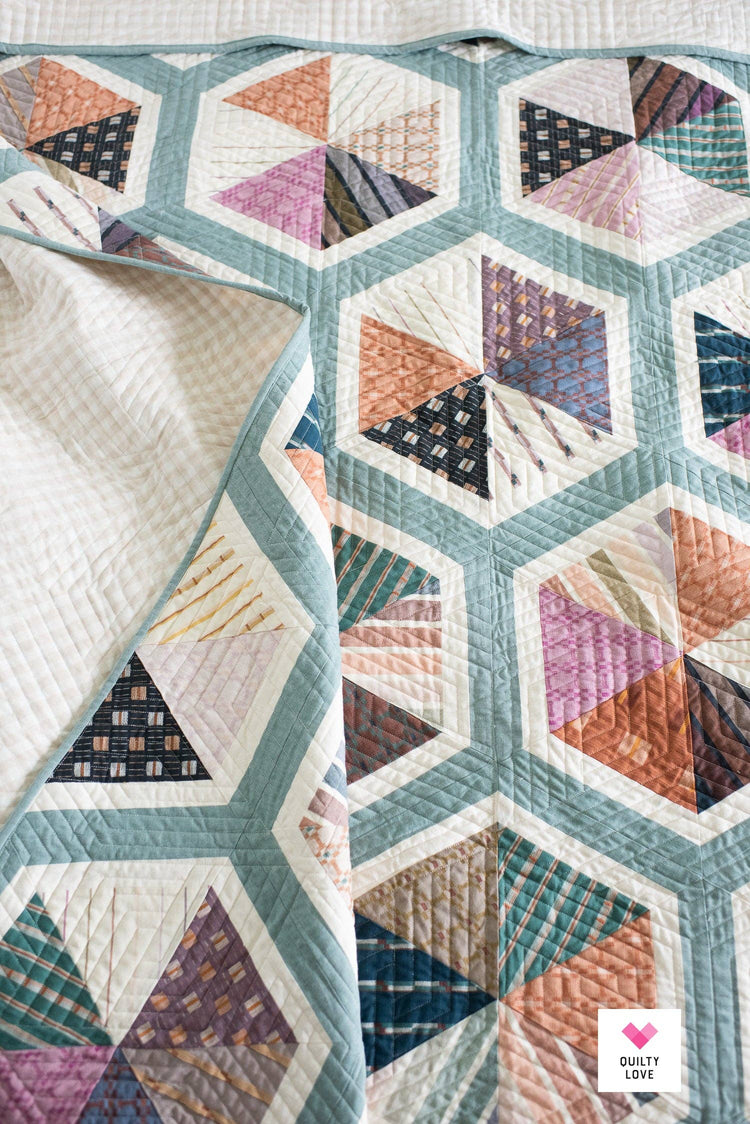 Quilty Love Triangle Hexies Quilt Pattern - 2nd edition