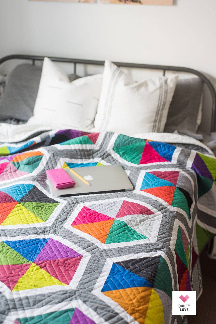 Quilty Love Triangle Hexies Quilt Pattern - 2nd edition