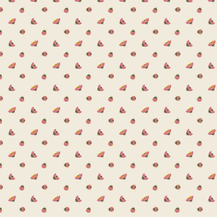 Sarah Hearts - Joyful June - Cream Ladybugs