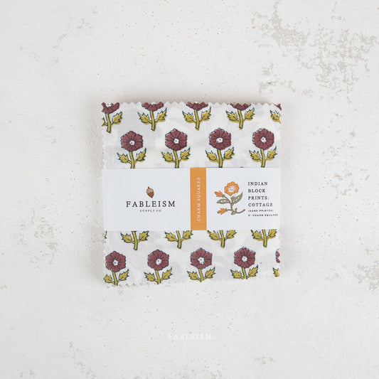 Fableism Indian Block Prints - Cottage - 48 x 5" Squares Pack