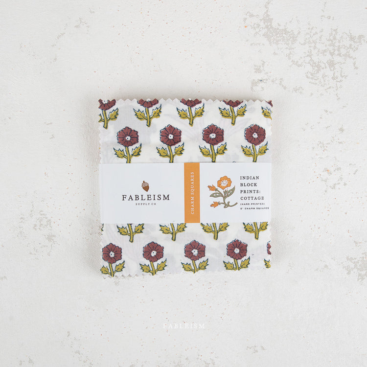 Fableism Indian Block Prints - Cottage - 48 x 5" Squares Pack
