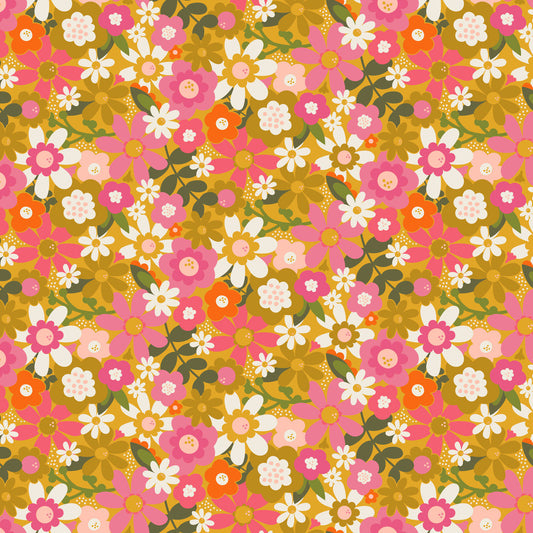 Sarah Hearts - Joyful June - Ochre Floral Canvas