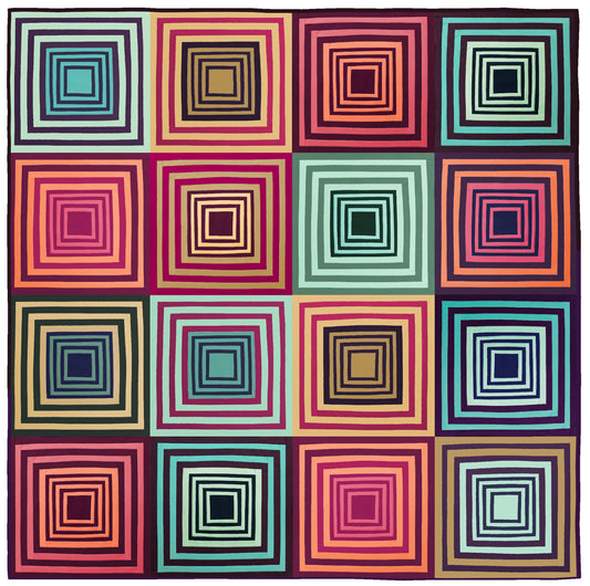 Tara Faughnan - Modern Log Cabin Quilt Printed Paper Pattern