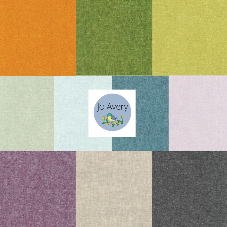 Jo Avery Curated Fabric Bundle - 10 Fat Eighths - Essex Yarn Dyed