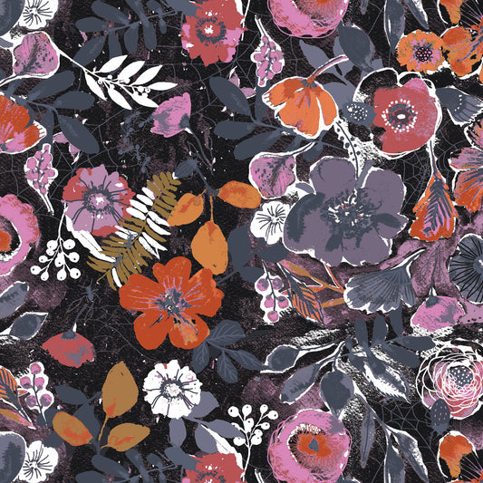 Art Gallery Fabrics - Eerie - Night Bloom Black