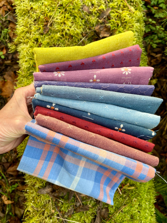 Jo Avery Curated Fabric Bundle - 10 Fat Eighths - Damson Jam