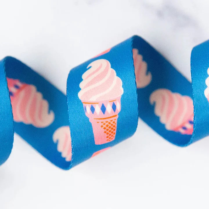 Ruby Star Society 1.5" Wide Webbing - Ice Cream In Bright Blue