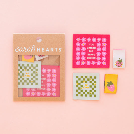 Sarah Hearts Sew-In Labels - Joyful June - 4 Pack