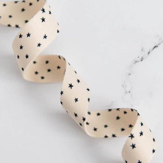 Ruby Star Society 1" Wide Webbing - Mini Starry Natural / Black - Coming Soon!