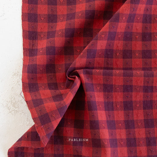 Fableism Queen of Hearts 55" Wide - Dobby Hearts Gingham in Maraschino - Back In Stock August 2025