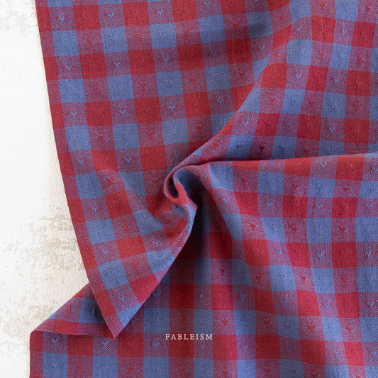 Fableism Queen of Hearts 55" Wide - Dobby Hearts Gingham in Royal