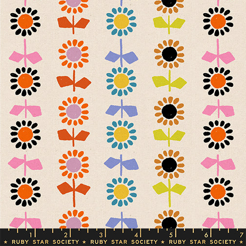 Ruby Star Society Catnap - Daisy Stripe Canvas - Natural - Pre-Order Due Nov/Dec 2025