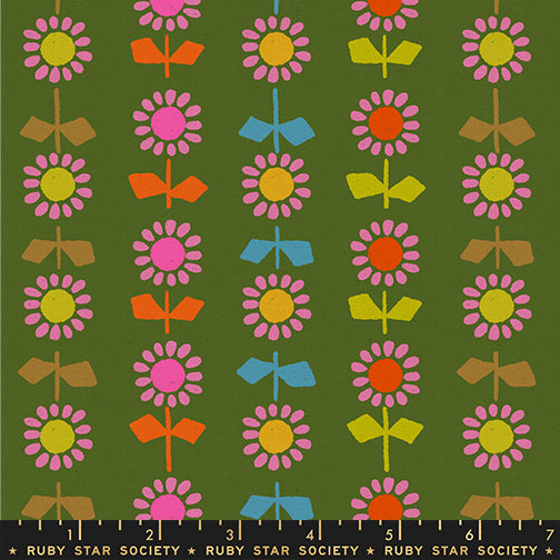 Ruby Star Society Catnap - Daisy Stripe Canvas - Sarah Green - Pre-Order Due Nov/Dec 2025