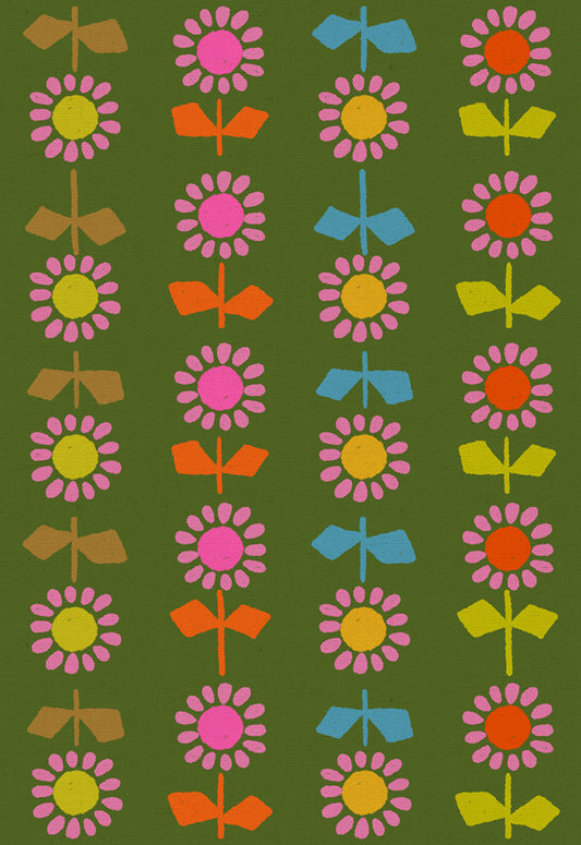 Ruby Star Society Catnap - Daisy Stripe Canvas - Sarah Green - Pre-Order Due Nov/Dec 2025