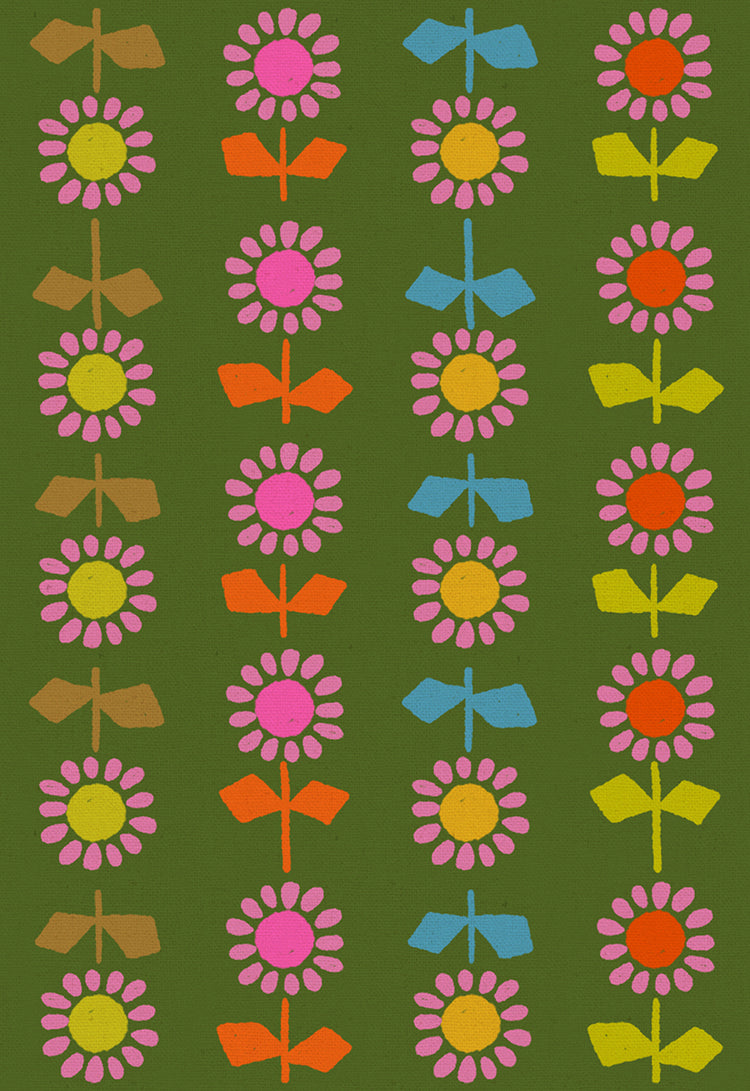 Ruby Star Society Catnap - Daisy Stripe Canvas - Sarah Green - Pre-Order Due Nov/Dec 2025