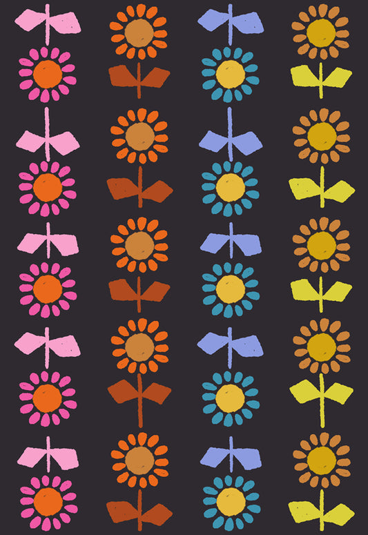 Ruby Star Society Catnap - Daisy Stripe Canvas - Black - Pre-Order Due Nov/Dec 2025