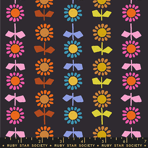 Ruby Star Society Catnap - Daisy Stripe Canvas - Black - Pre-Order Due Nov/Dec 2025