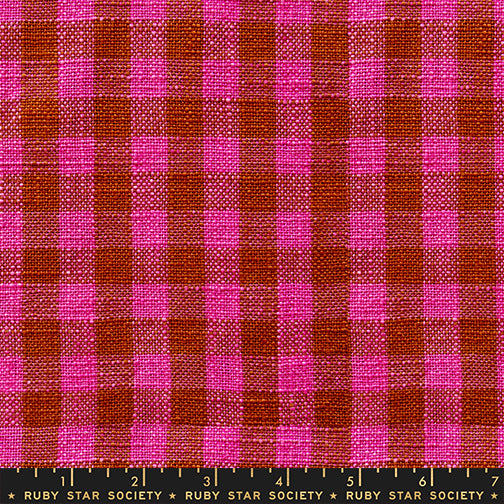 Ruby Star Society Sunshine Cotton Toweling - Small Checker Hot Pink