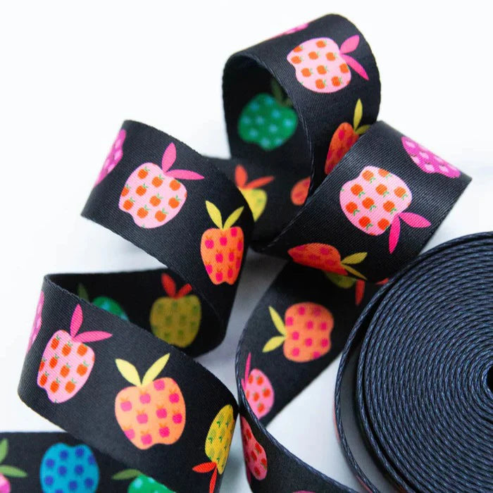 Ruby Star Society 1.5" Wide Webbing - Rainbow Apples