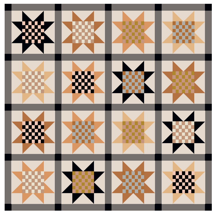 A Beautiful Thing - Checkmate Sawtooth Star Quilt Kit - Pre-Order Due End August 2026