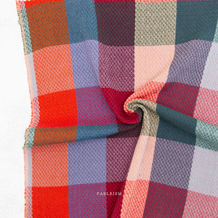 Fableism Waffle Happy Checkers 55" Wide - Sangria