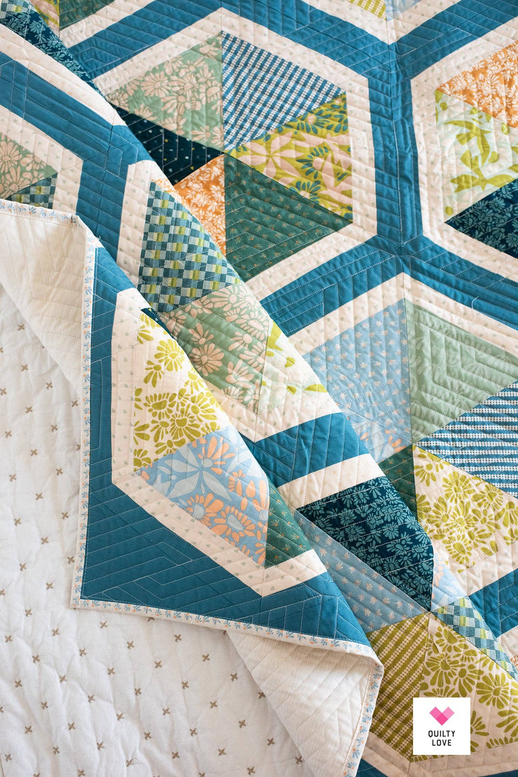 Quilty Love Triangle Hexies Quilt Pattern - 2nd edition