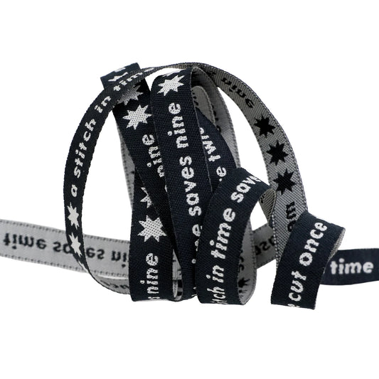 Ruby Star Society - Catnap - Measure Twice in Black 3/8" Width Ribbon