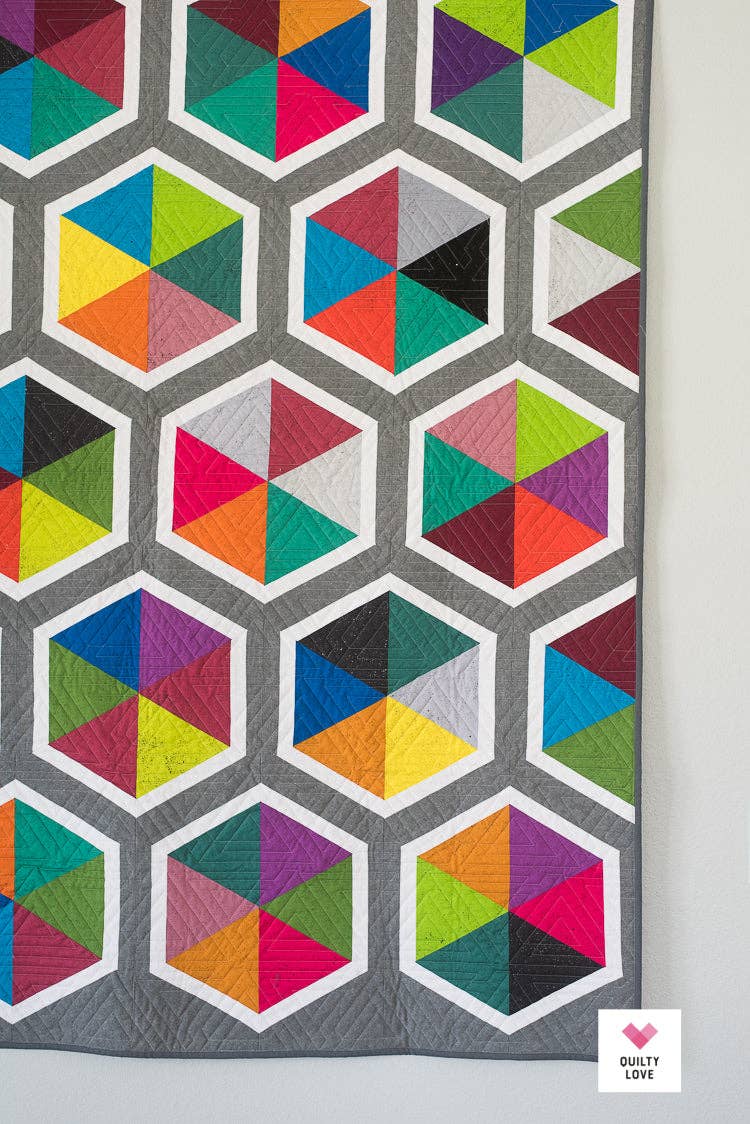 Quilty Love Triangle Hexies Quilt Pattern - 2nd edition