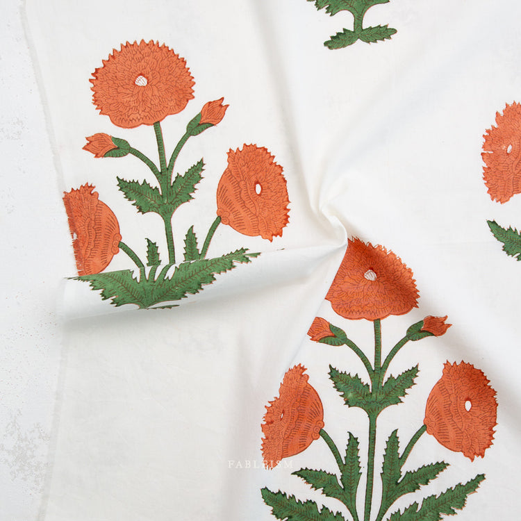 Fableism Indian Block Prints - Cottage - Boho Floral in Sienna