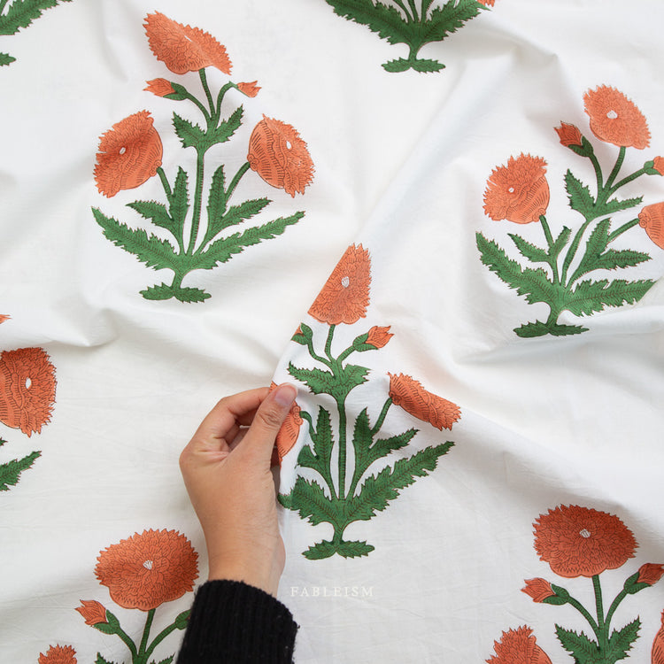 Fableism Indian Block Prints - Cottage - Boho Floral in Sienna